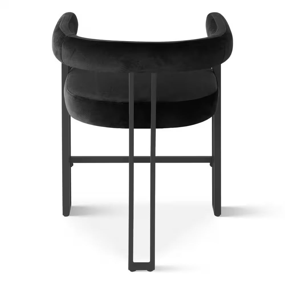 Black Metal Frame Counter Height Velvet Bar Stool Single