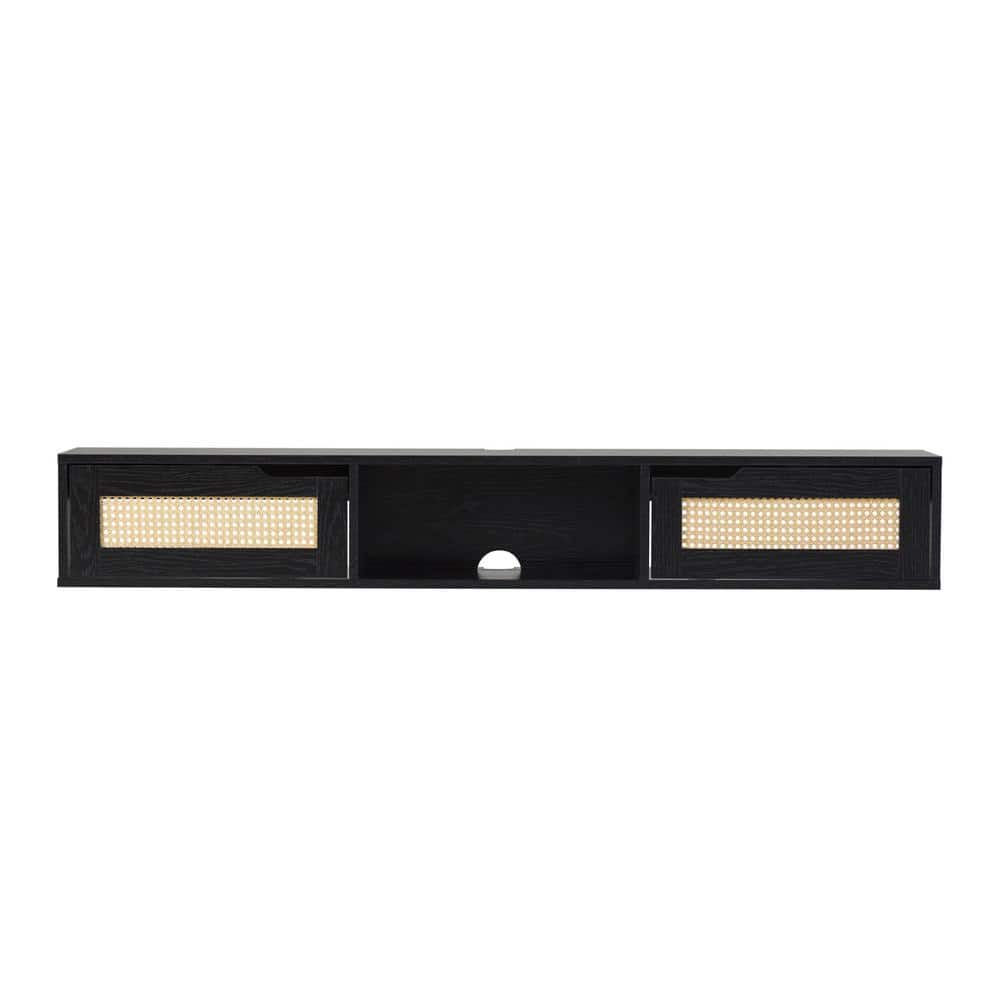 Black MDF Modern Wall Mounted TV Wall Cabinet