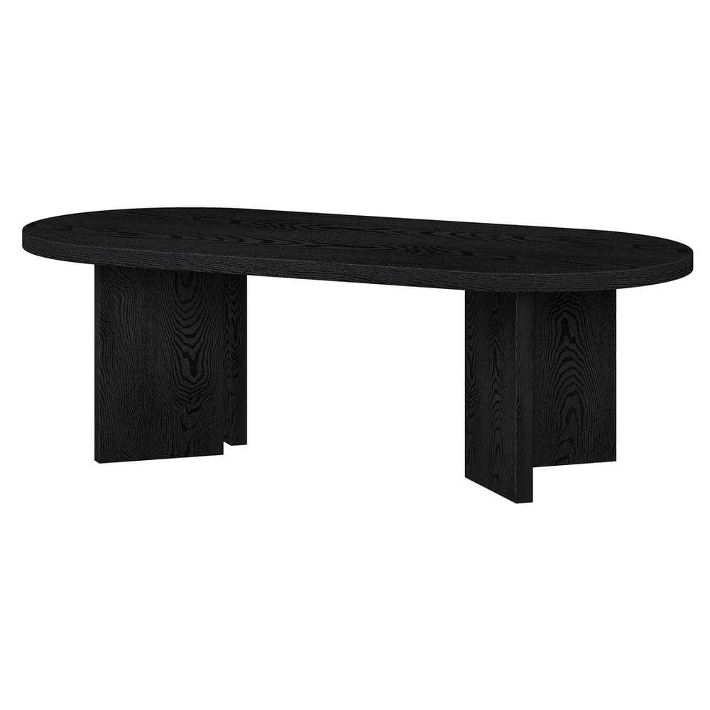 47.63 In. Black Grain Oval MDF Top Coffee Table