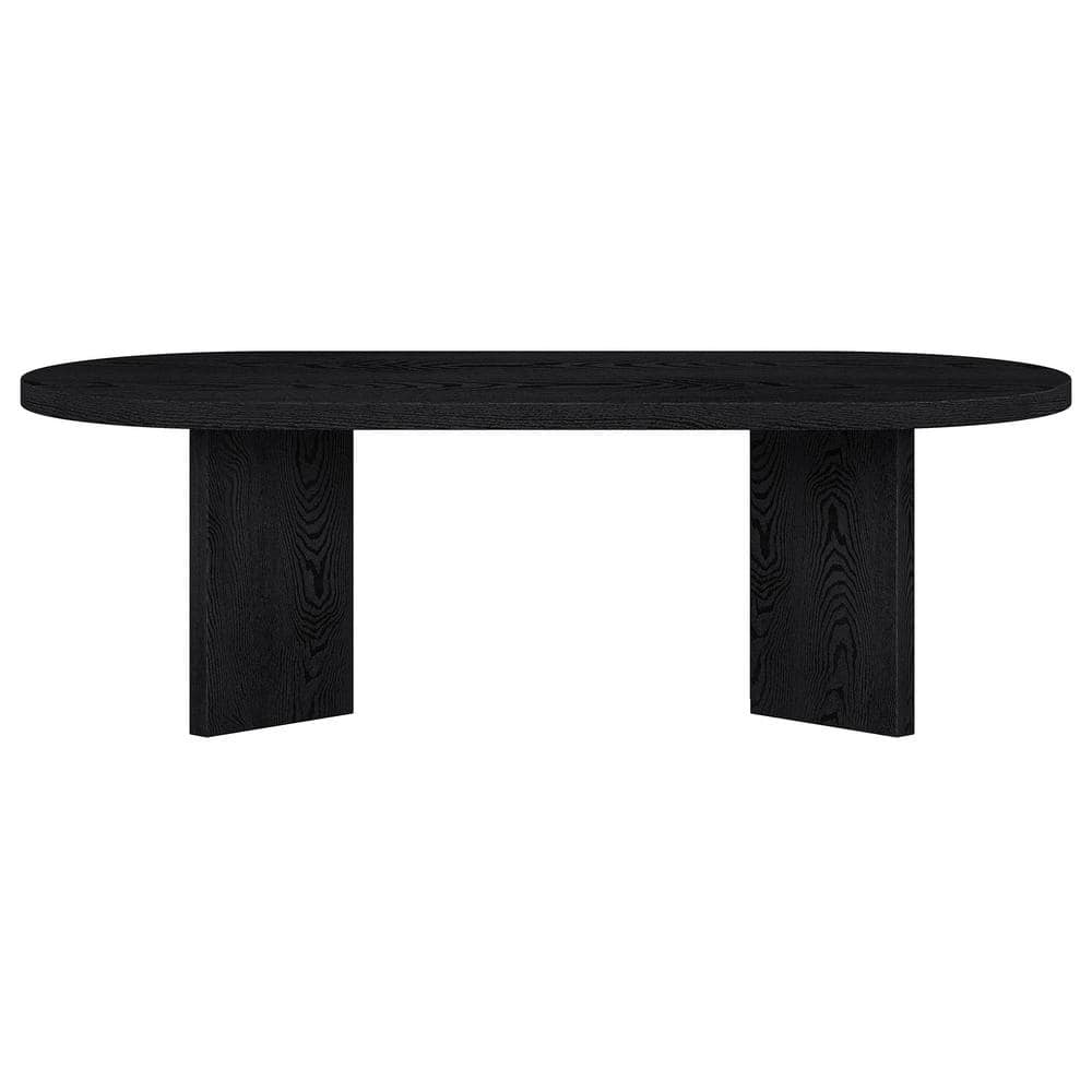 47.63 In. Black Grain Oval MDF Top Coffee Table