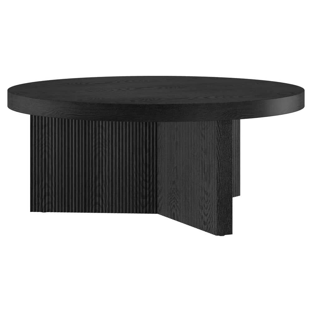 Black Grain round MDF Top Coffee Table