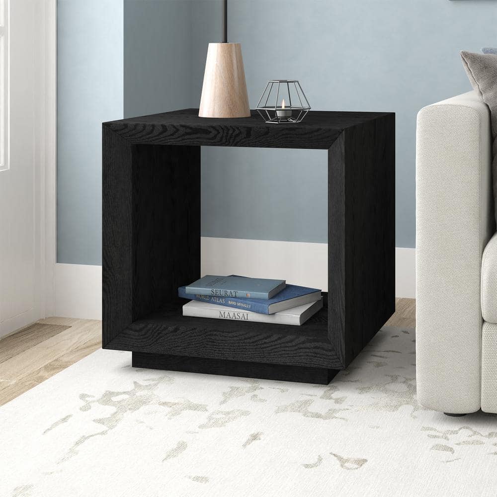 22 In. Black Grain Square Top End Table