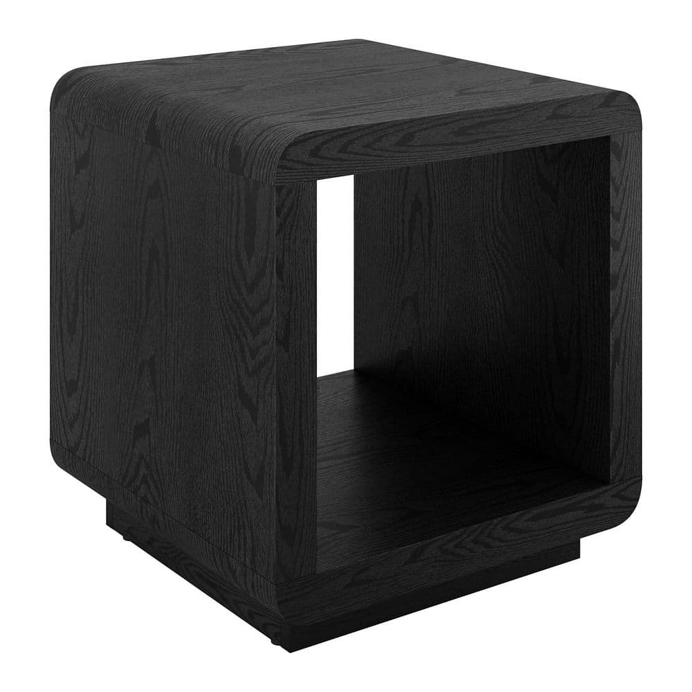 Stylish Lonni 20-Inch Black Grain Square MDF Top End Table with Extra Storage Shelf
