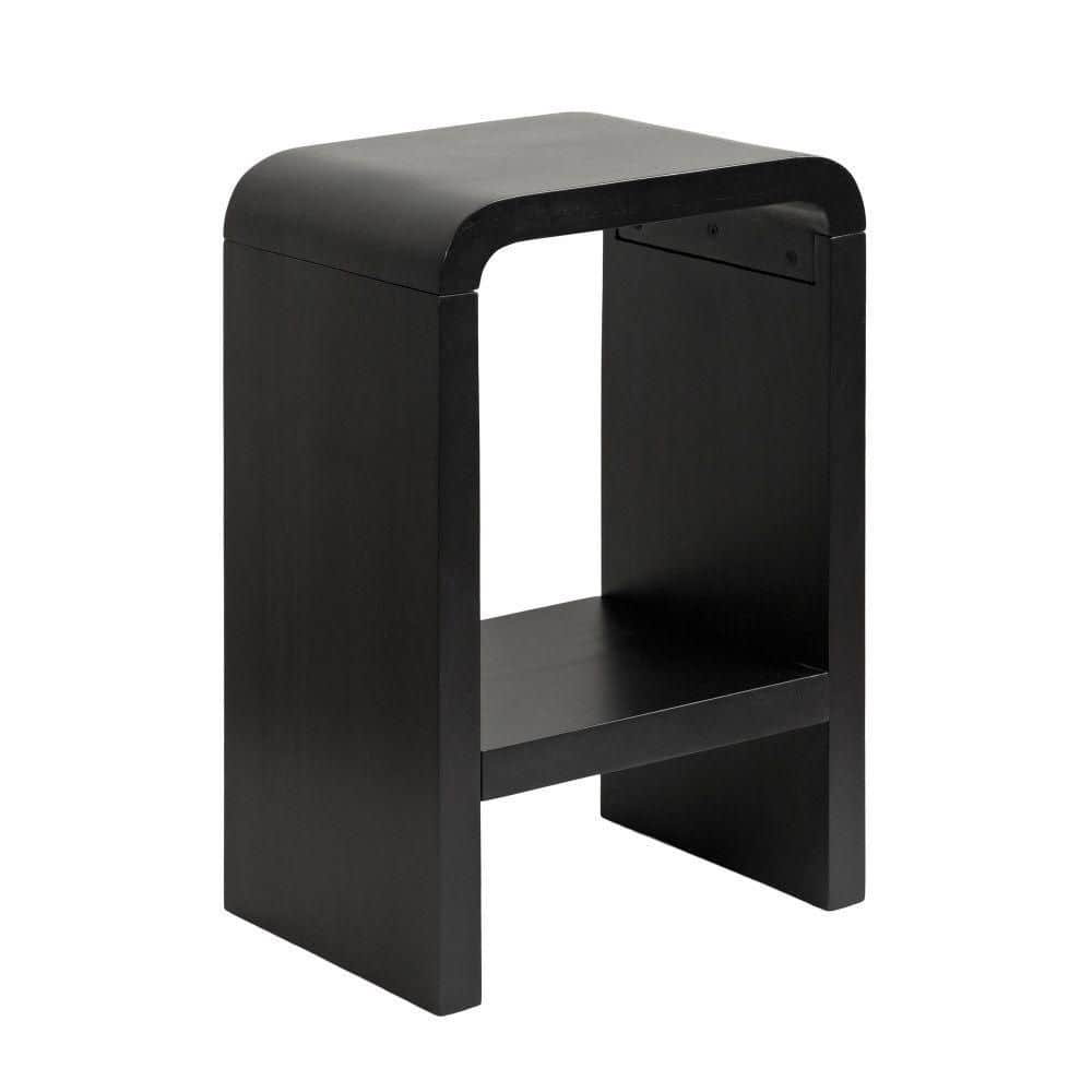 Black U-Shaped Solid Wood End Table