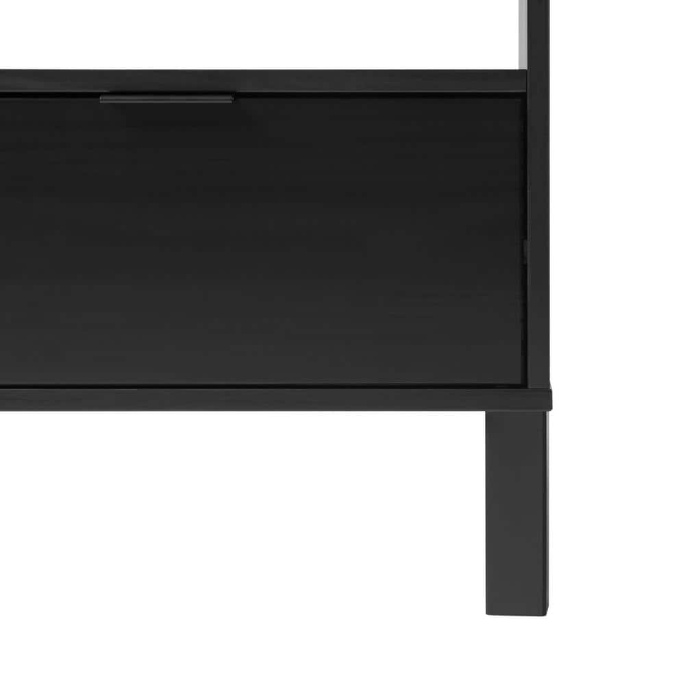 Black Solid Wood Modern Rounded 19 In. W Nightstand