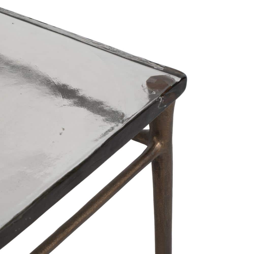 Bronze Square Glass Accent Table 14 In.
