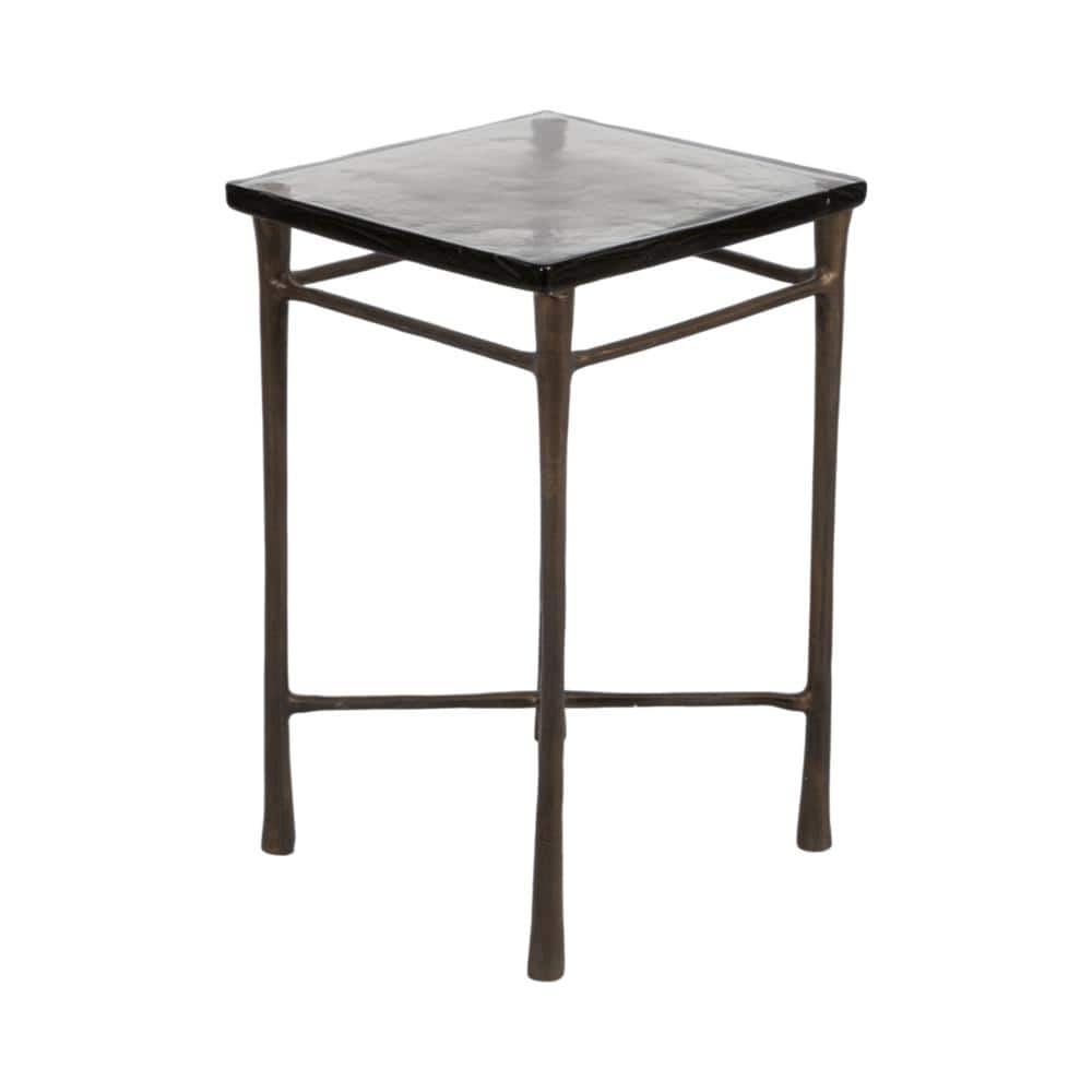 Bronze Square Glass Accent Table 14 In.