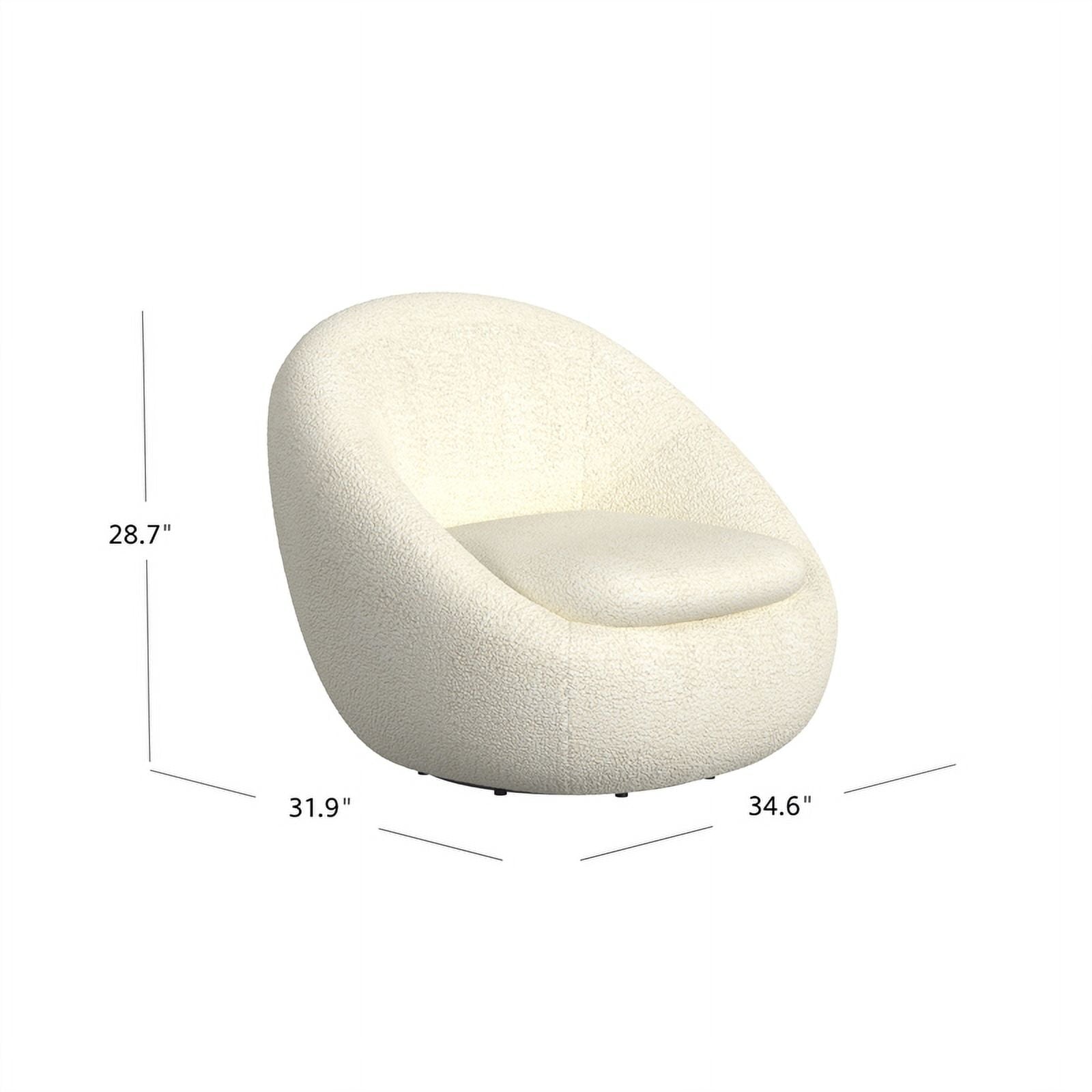 White Sherpa Swivel Barrel Chair - Round Oversized Comfy Armchair