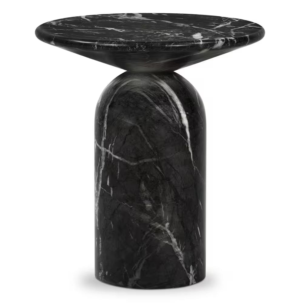 Wels 17.5 In. Black Marble End Table