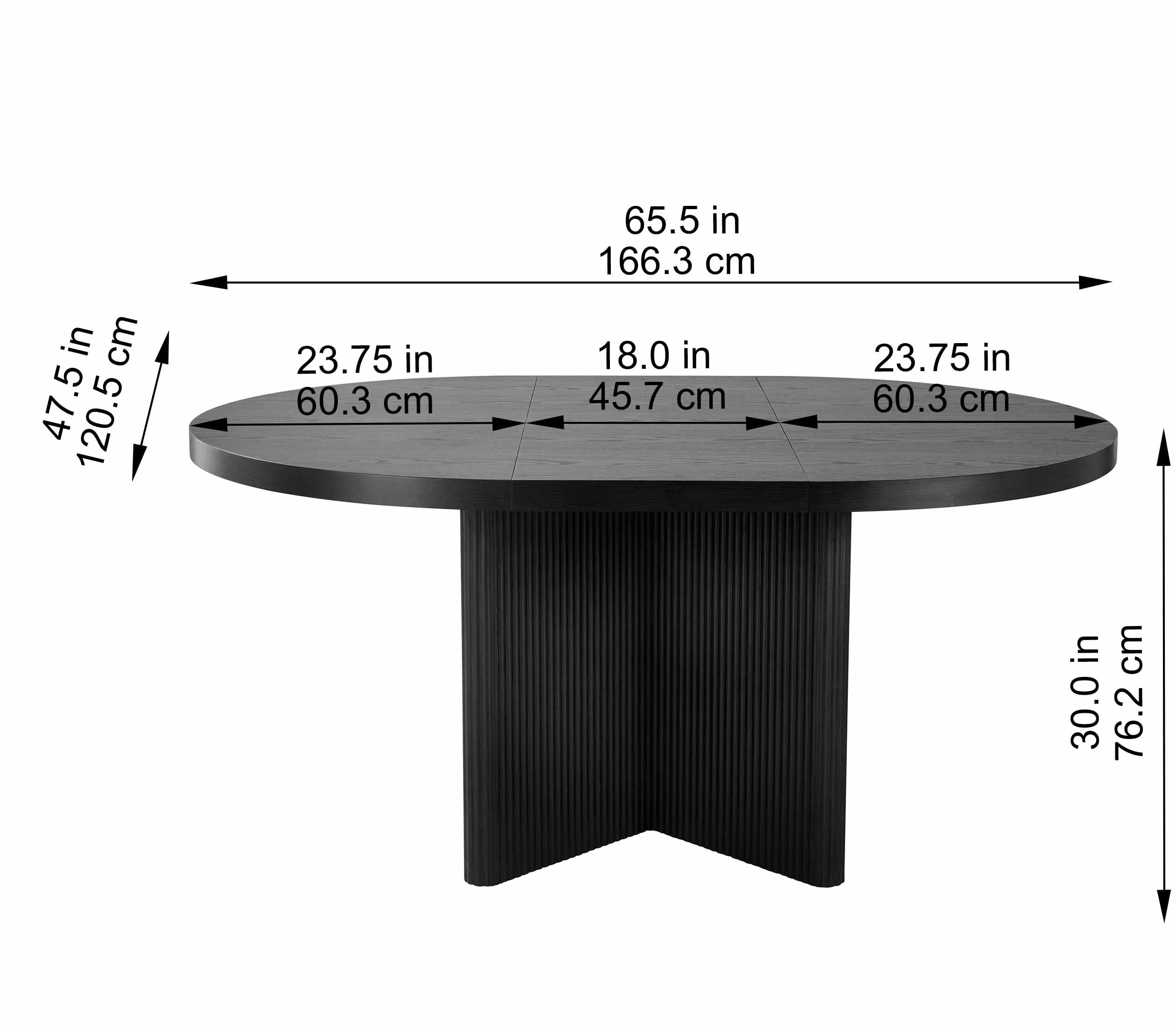 Round Expandable Dining Table, Black Wood Finish