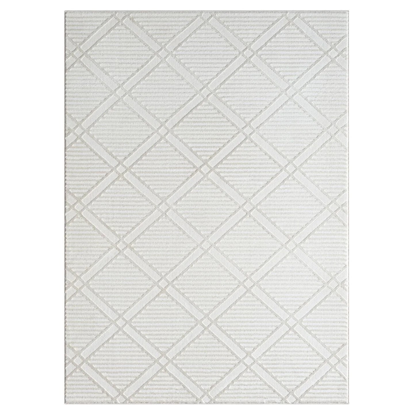 Geometric Diamond Shaped Cream 8X10 Area Rug