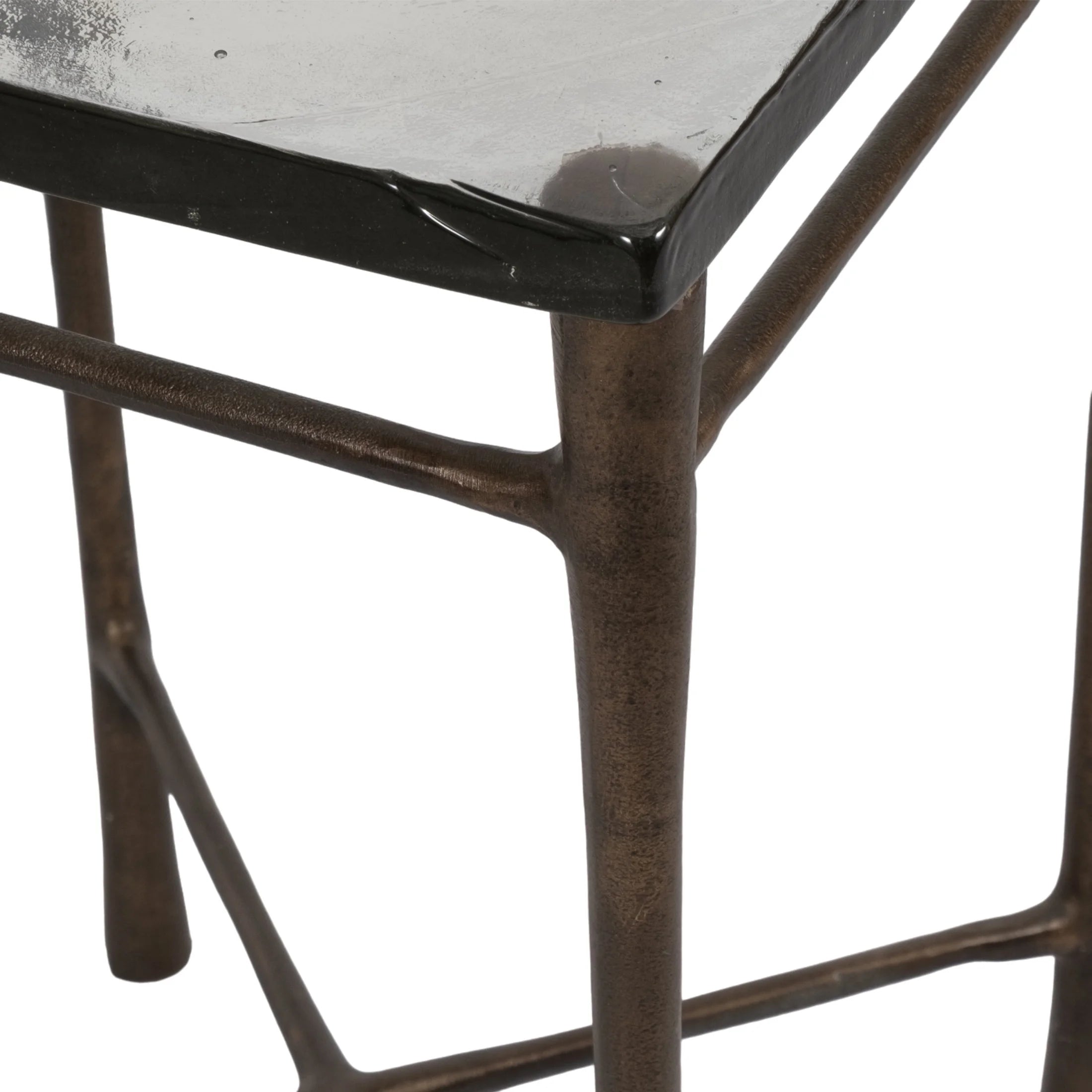 Elegant Aluminum and Glass 22" Square Accent Table - Timeless Antique Look for Your Stylish Home