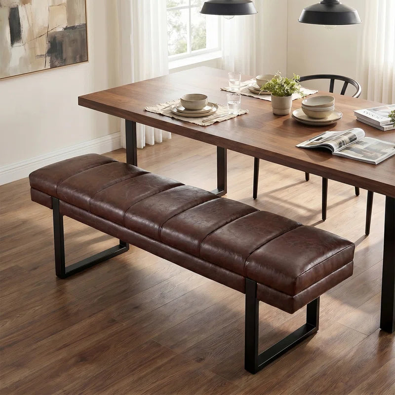 Anahli 52.5'' Wide Channel Tufted Design Vegan Leather Bench