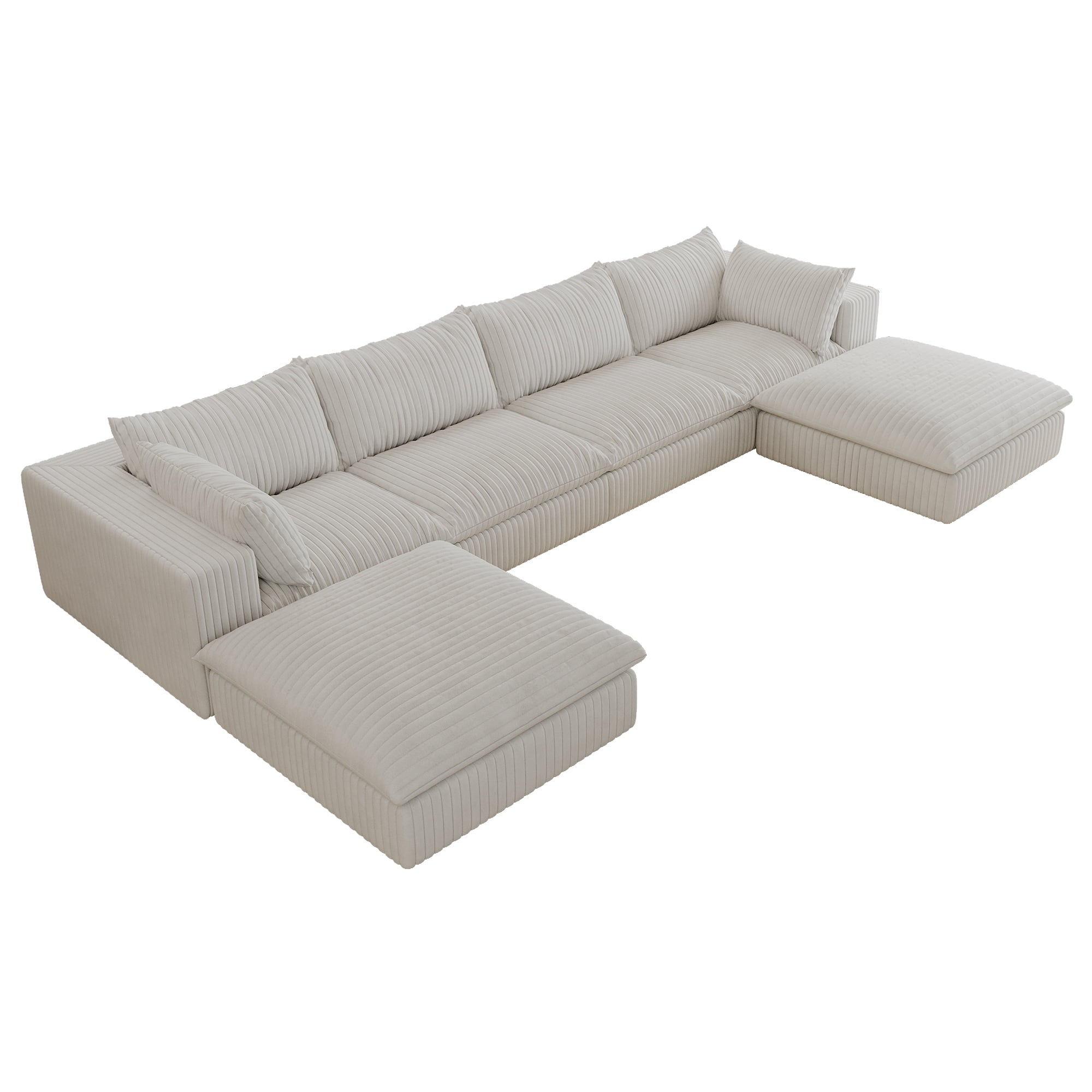Modular Corduroy U Shaped Sectional Sofa with Movable Ottoman Chaise
