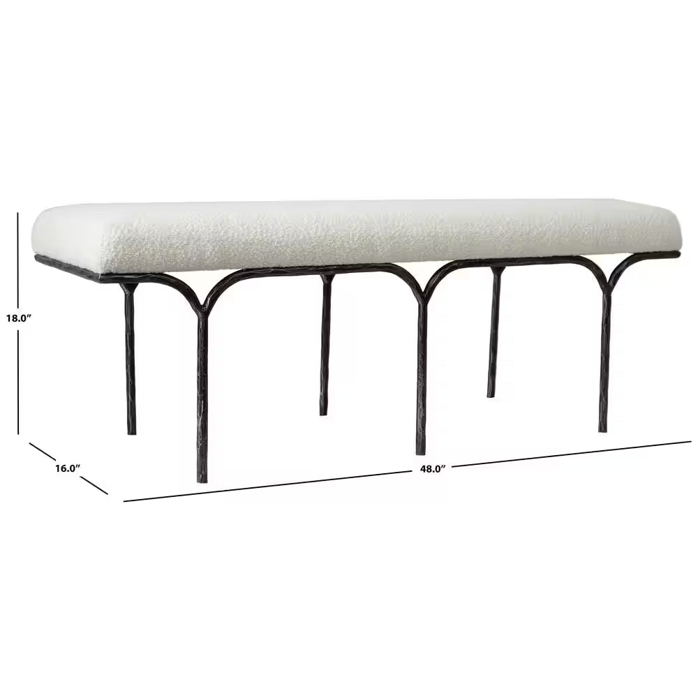 Marvin Ivory/Black Entryway Bench 48 In.