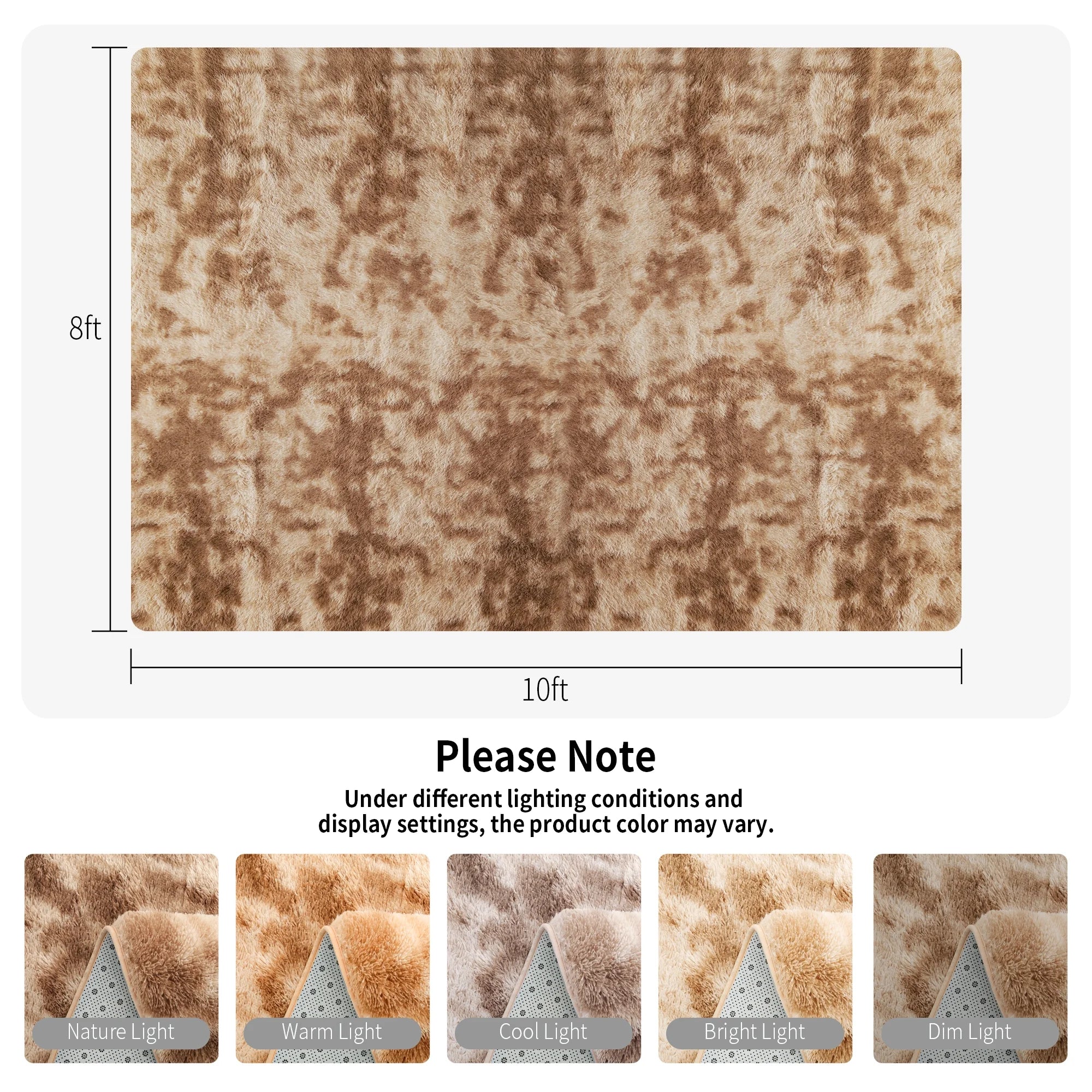 8Ft X 10Ft Area Rugs, Soft Fluffy Area Rugs Floor Mat Floor Rugs for Living Room Bedroom Modern Decor Carpet, Camel