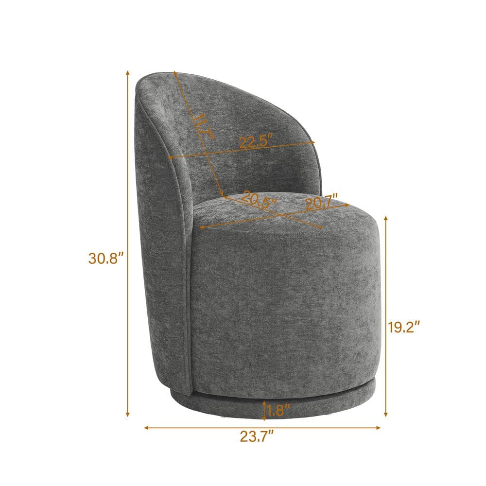 Dark Gray Linen Polyester Swivel Side Chair (Set of 2)