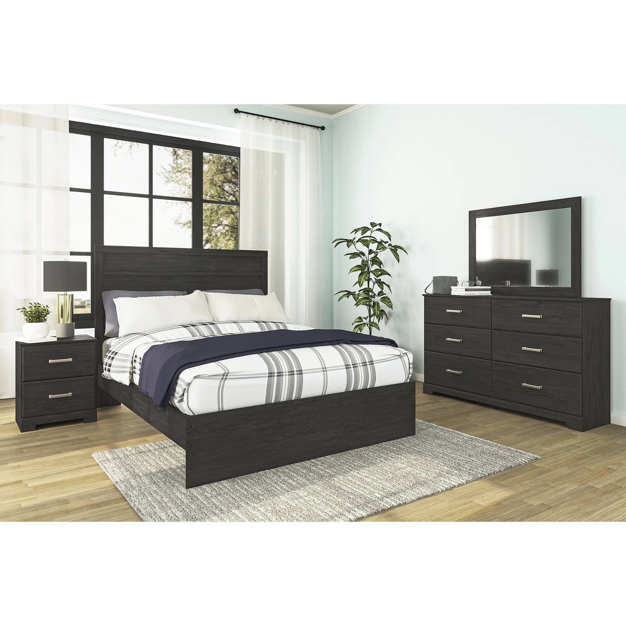 Casual Belachime 2 Drawer Nightstand, Black