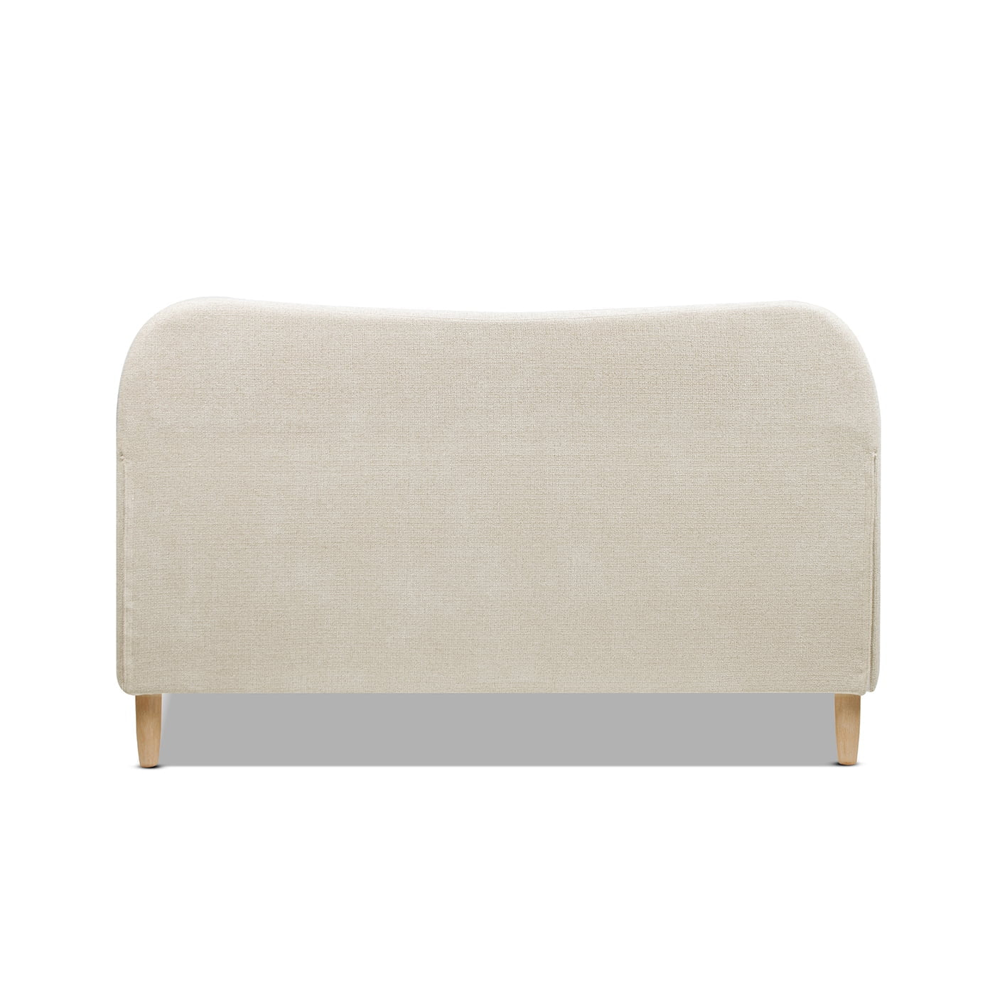 Hommeco Roman Curved Bouclé Platform Bed – Modern King Upholstered Frame in Oatmeal Beige