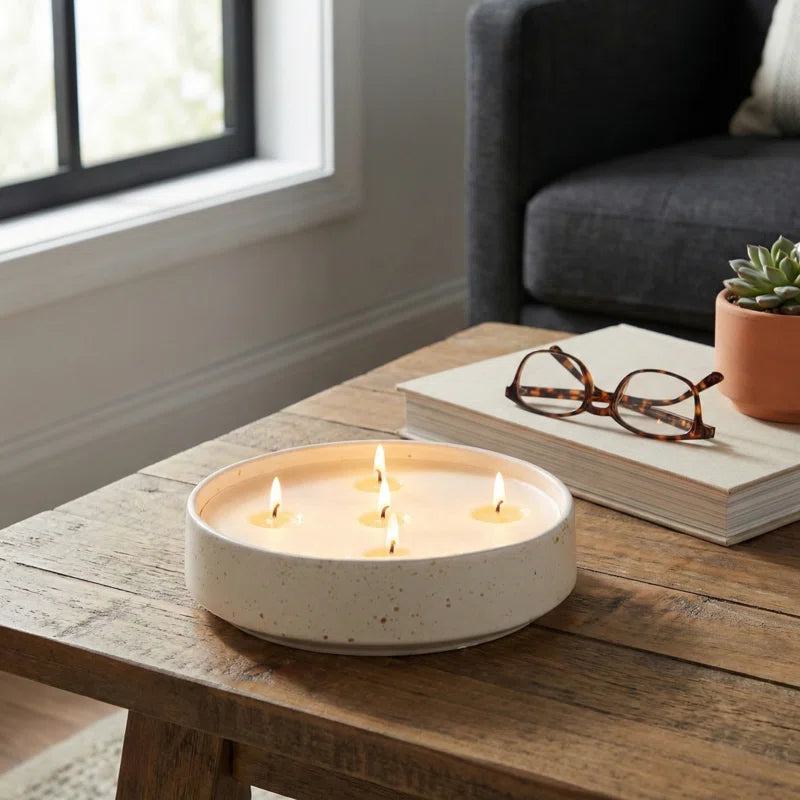Decorative Ceramic Scented Candles Candle for Living Room - Modern Decor Fragrance Accent for Bedroom Bookshelf or Coffee Table Styling - 8"
