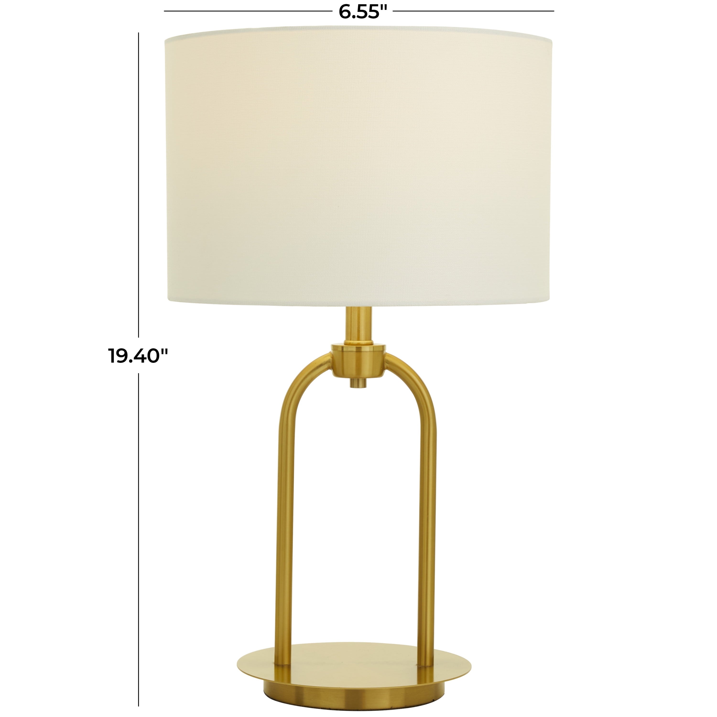19" Arched Gold Table Lamp with White Linen Shade