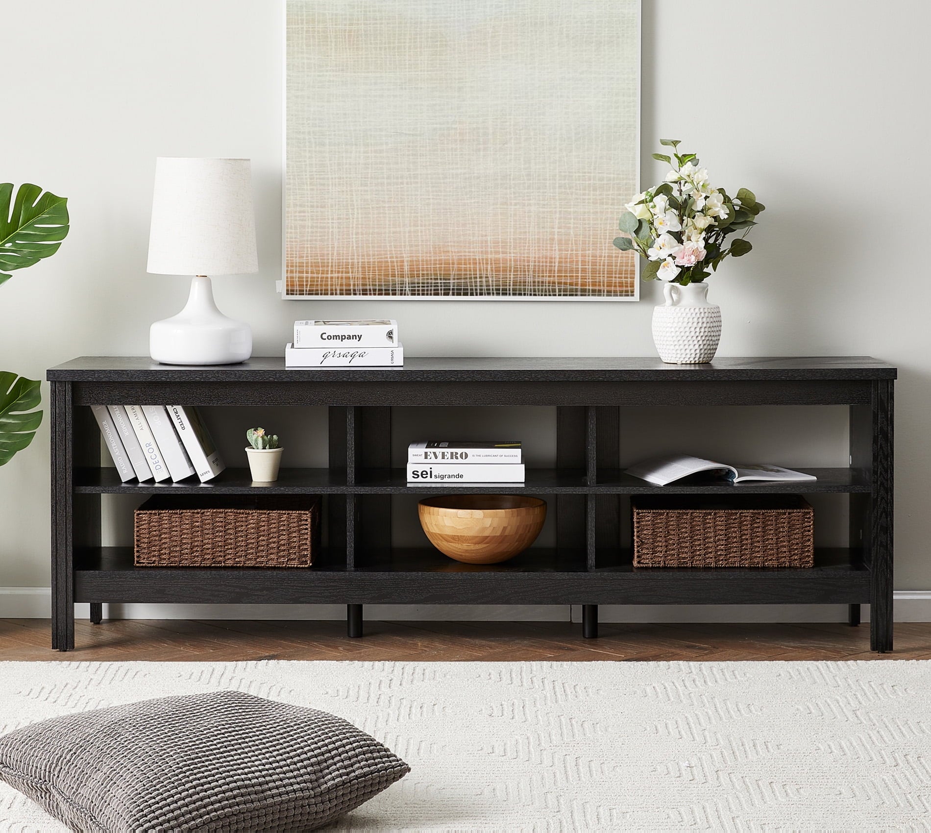 TV console with 6 Storage for Living Room and fits up to 75 Inch TV