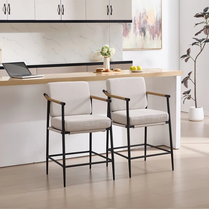Industrial Modern 26" Counter Stool – Faux Wood & Removable Cushion