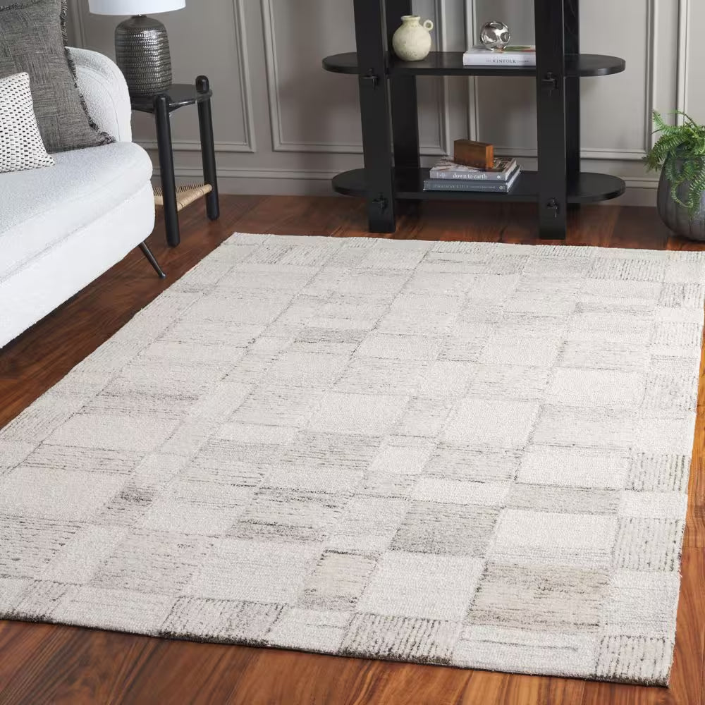 Pine 6 Ft. X 6 Ft. Beige/Brown Geometric Grid Square Area Rug