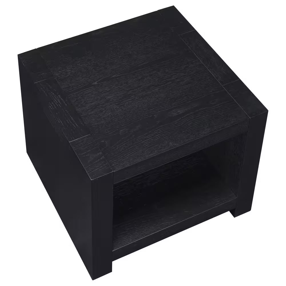 Aubrey 24 In. Black Wood Square End Table