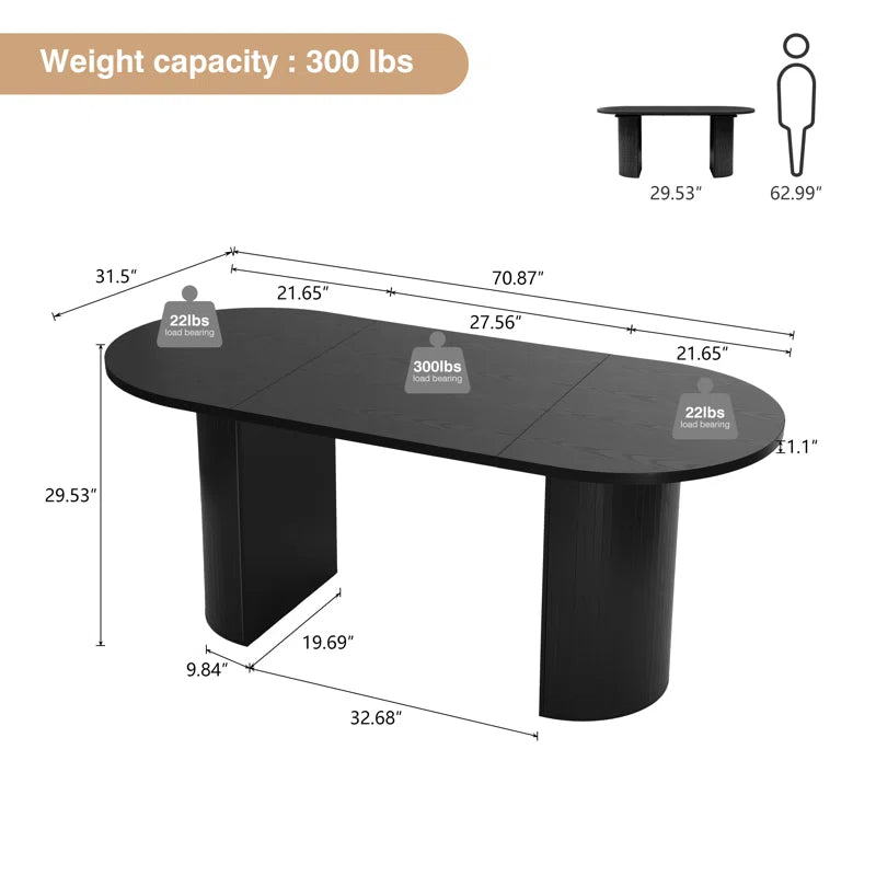 70.87" Oval Dining Table
