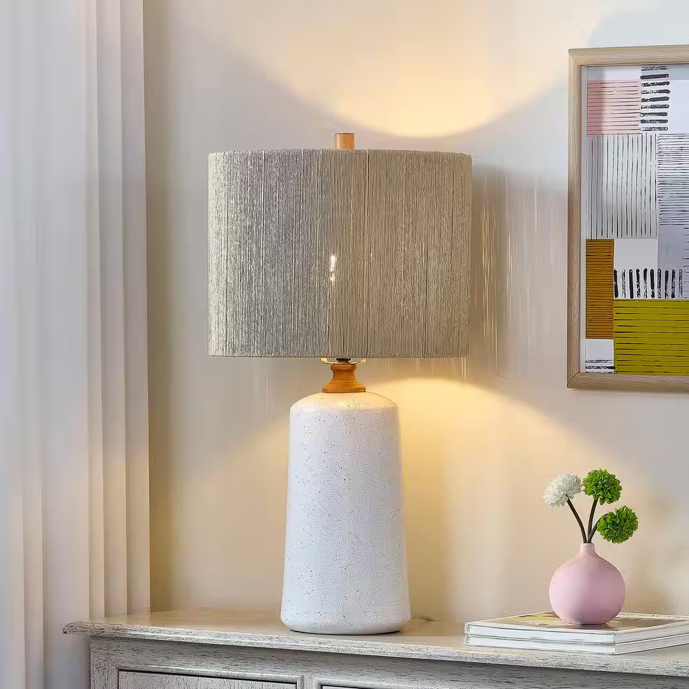 24 In. White Vintage Dimmable Ceramic Bedroom Living Room Bedside Desk Nightstand Table Lamps (Set of 2)