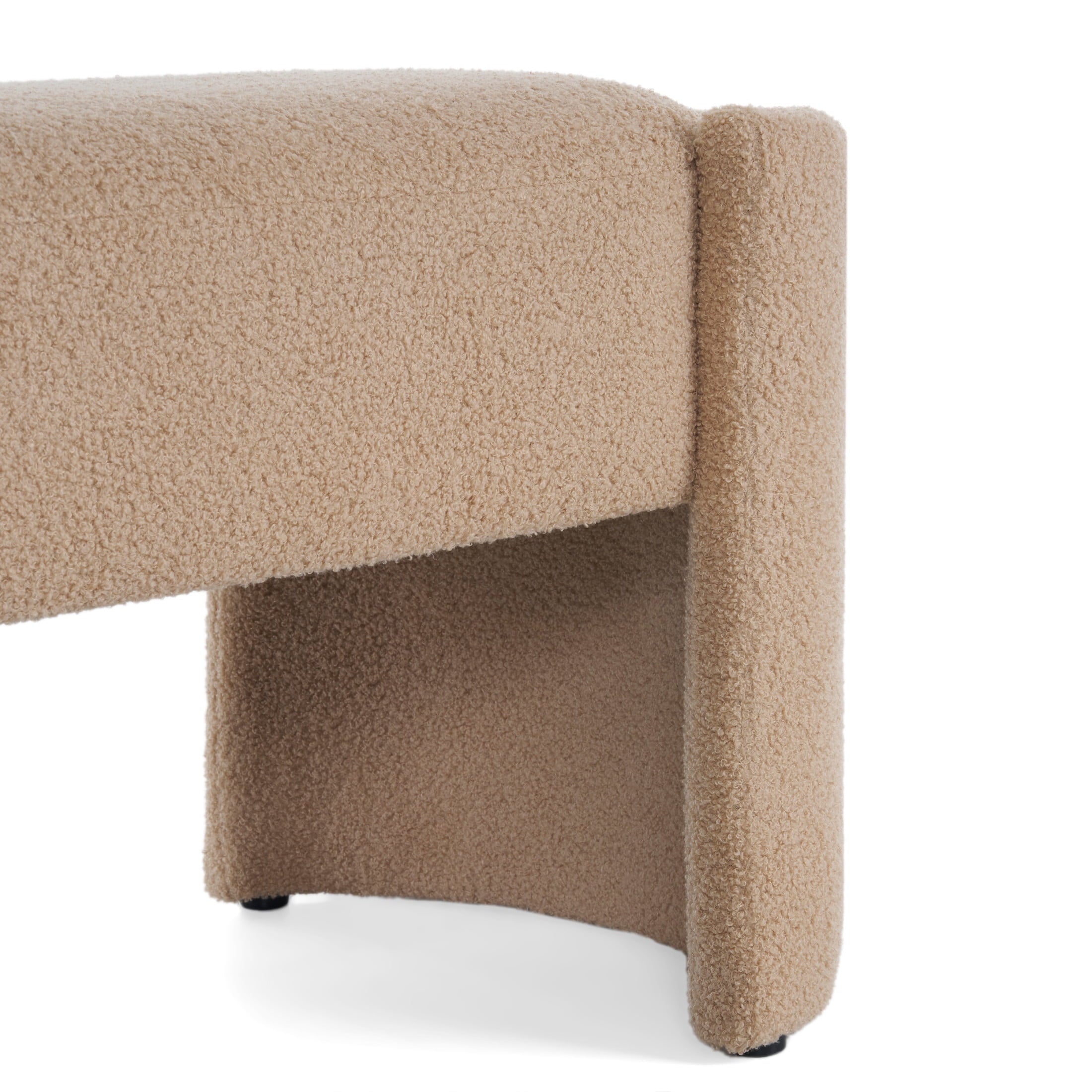 Generic Modern Long Ottoman with Wooden Frame and Polyester Upholstery, Light Camel
