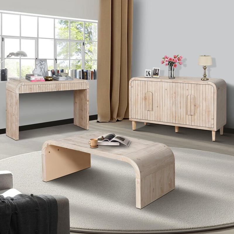 Modern Corner MDF Solid Wood and MDF 47.3-In W X 17.8-In H Coffee Table