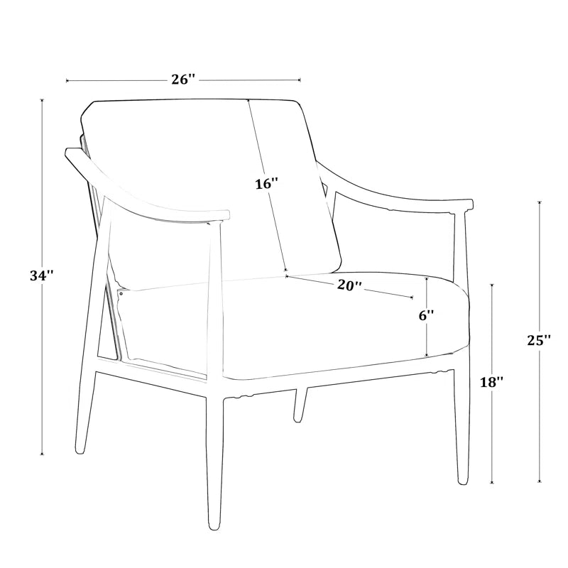 26" Wide Mid-Century Modern Upholstered Accent Chair Comfy Lounge Armchair