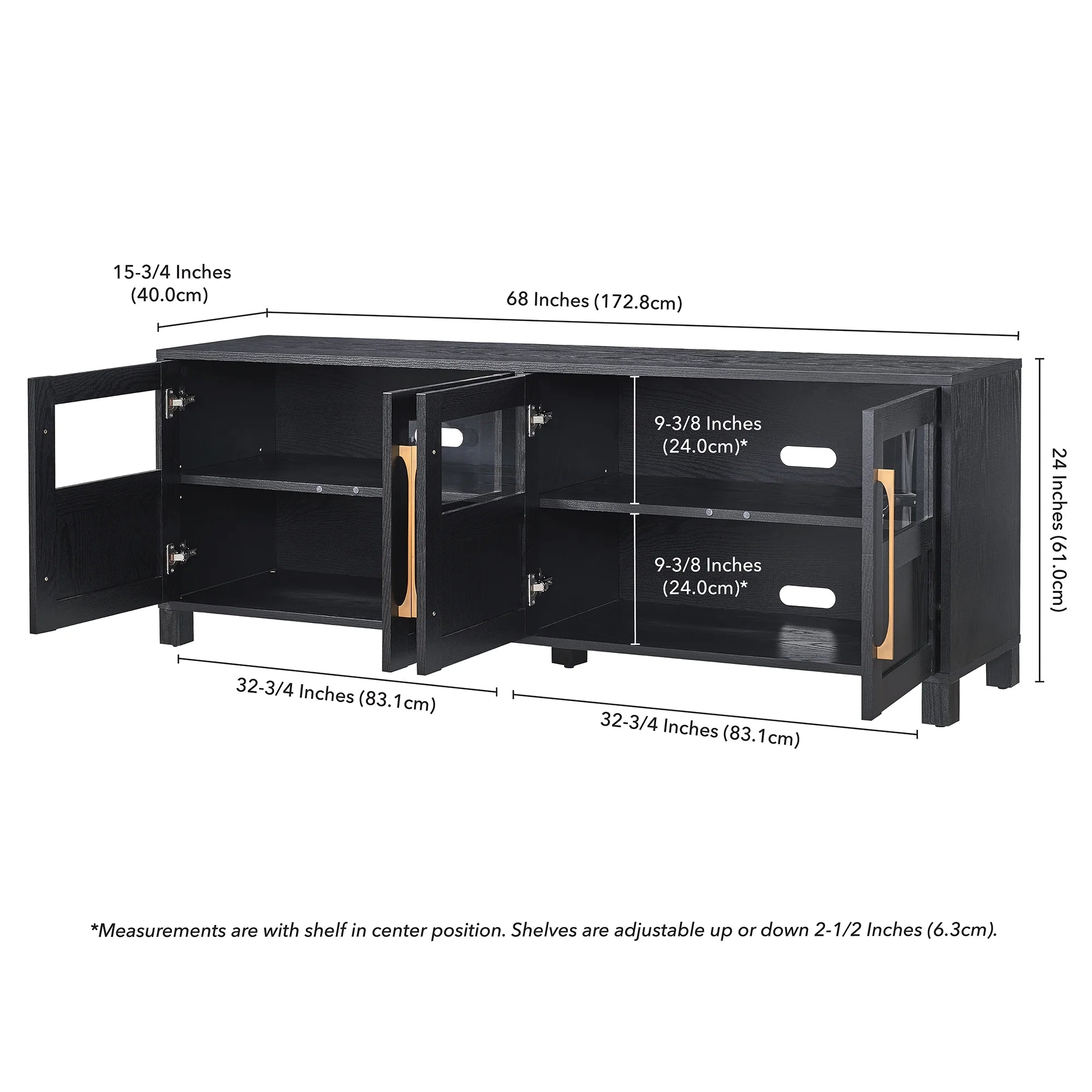 Rectangular TV Stand for Screens up to 75", Black Grain