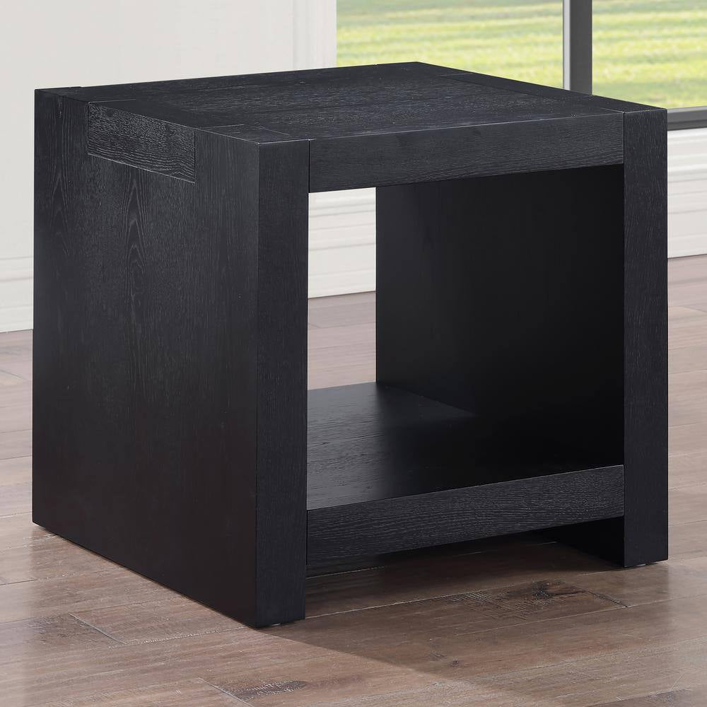 Aubrey 24 In. Black Wood Square End Table