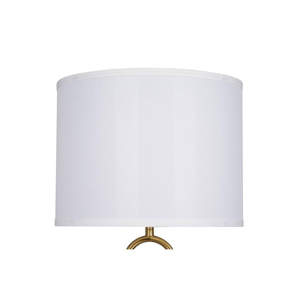 Streamside 20 In. Brushed Gold Standard 1-Light Table Lamp with White Fabric Drum Shade