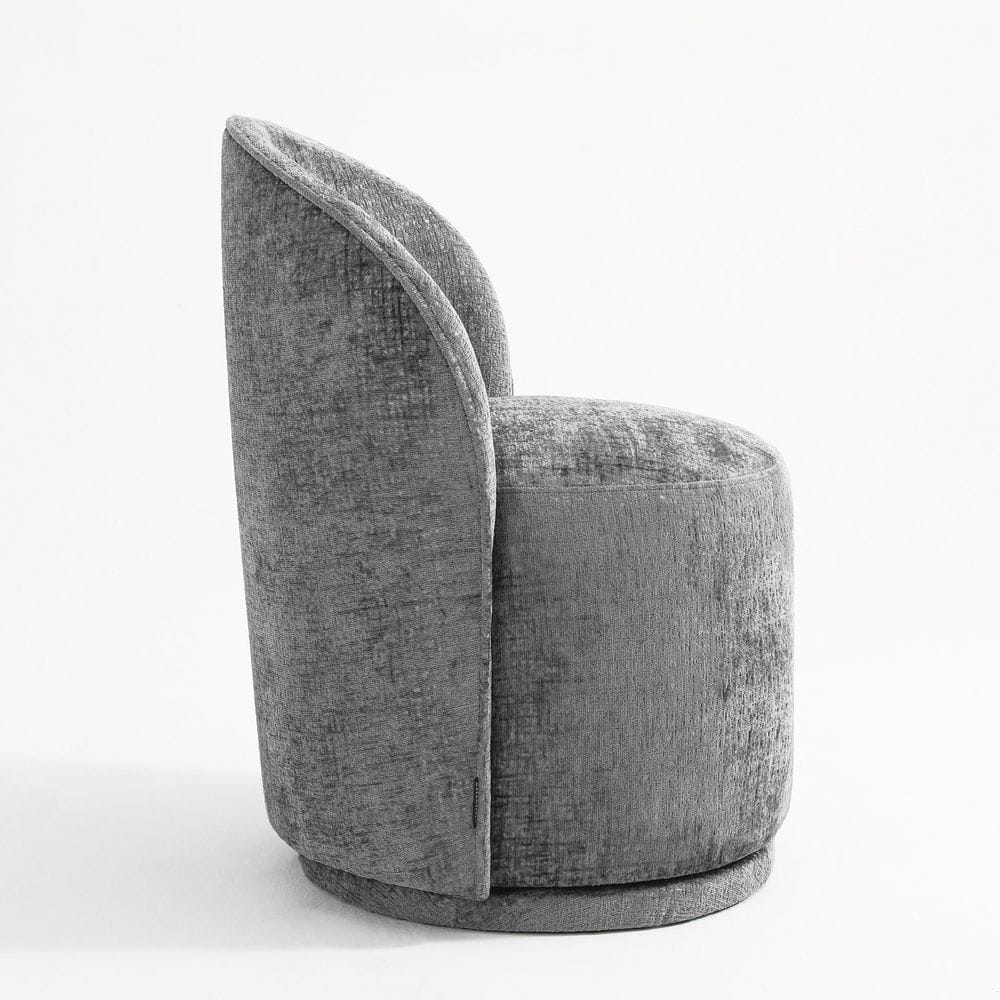 Gray Chenille Fabric Swivel Dining Side Chair (Set of 2)