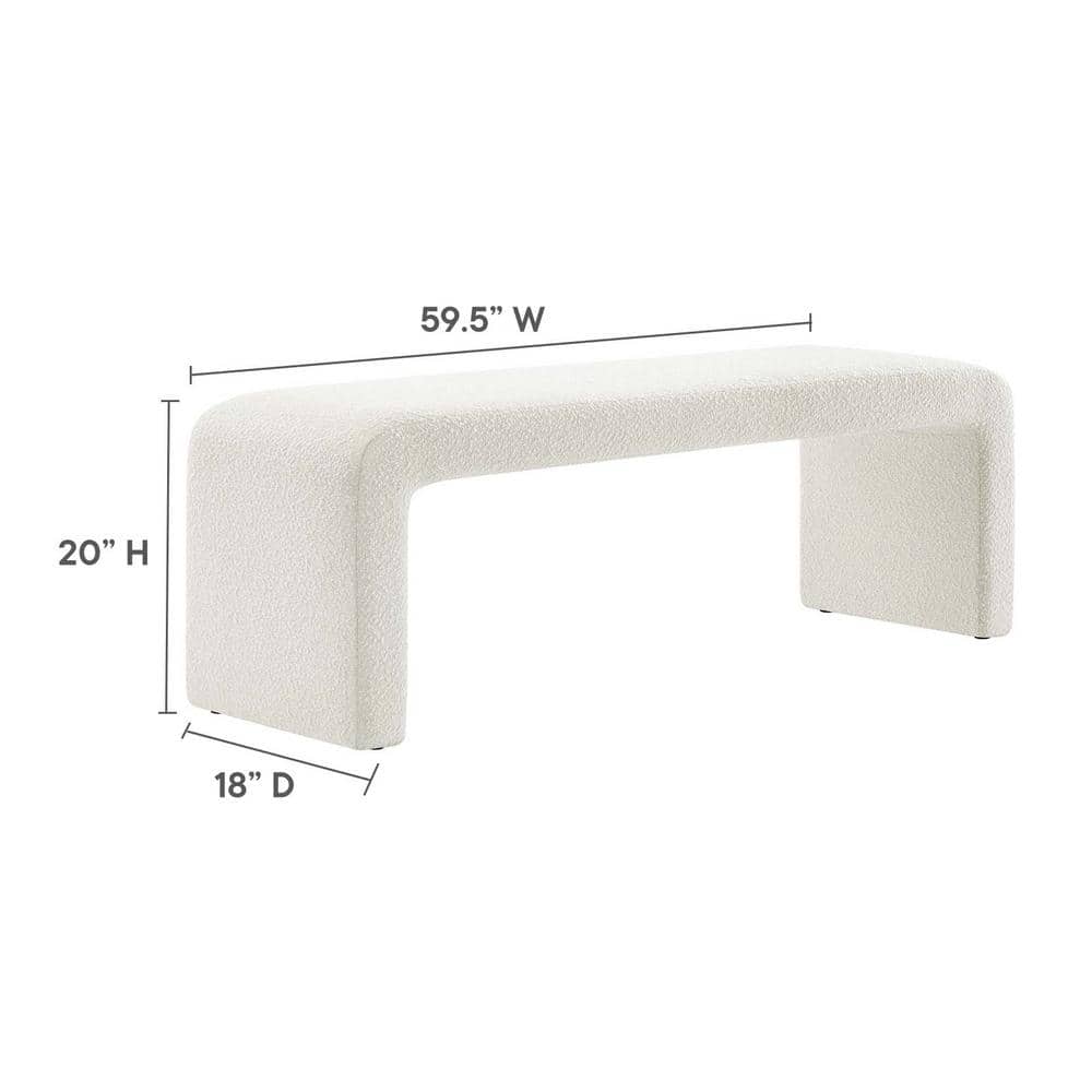 Boucle Fabric Waterfall Long Bedroom Bench 59.5