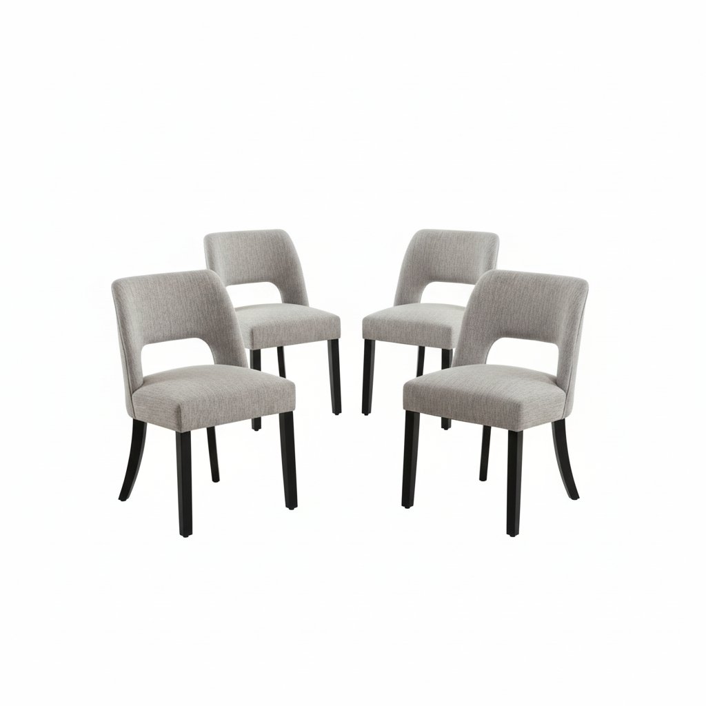 Hommeco Linen Dining Chair with Solid Wood Legs