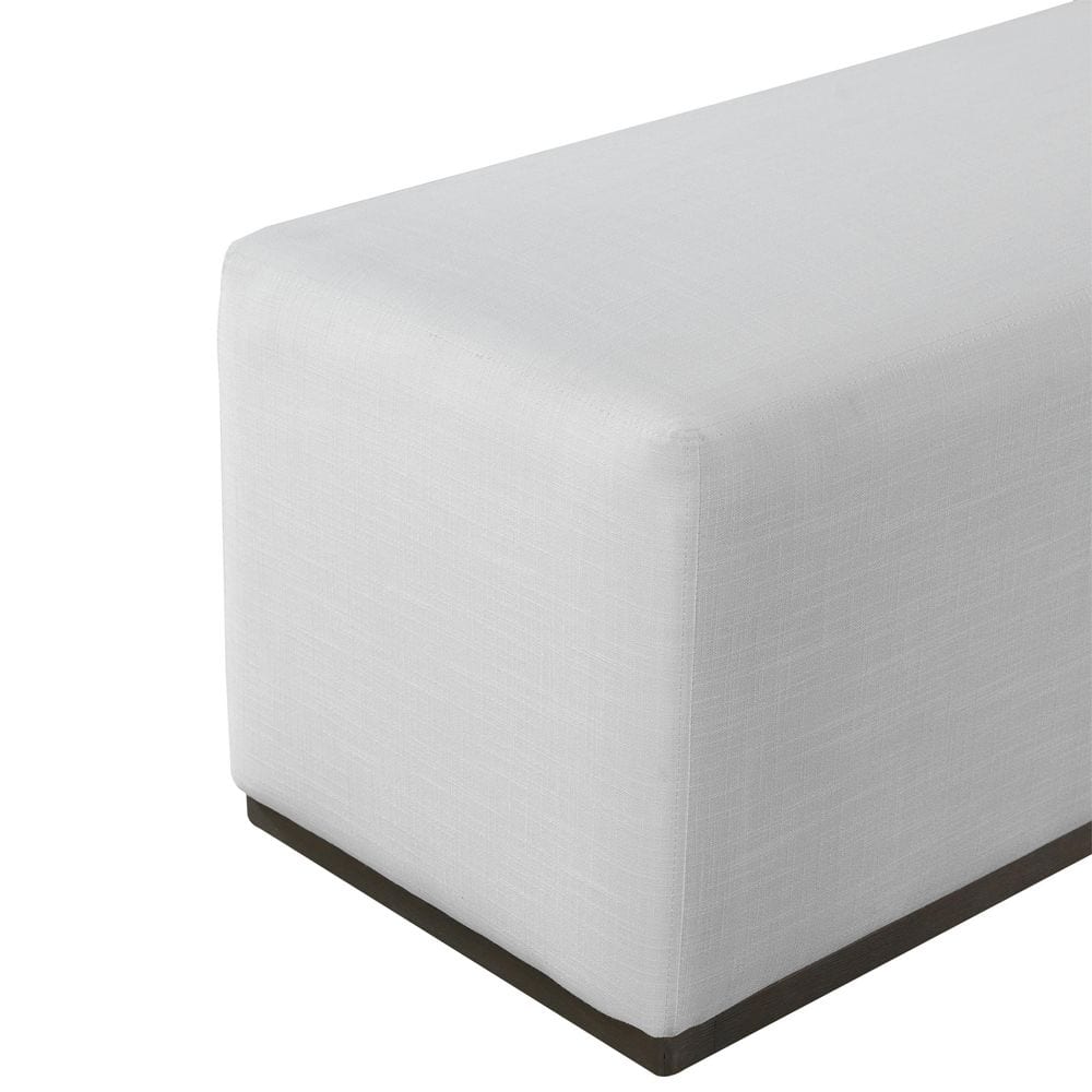 White Modern Polyester Upholstered Fabric Rectangle Accent Ottoman