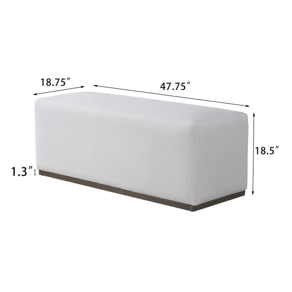 White Modern Polyester Upholstered Fabric Rectangle Accent Ottoman