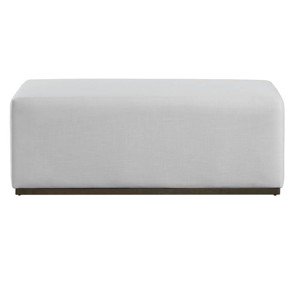 White Modern Polyester Upholstered Fabric Rectangle Accent Ottoman