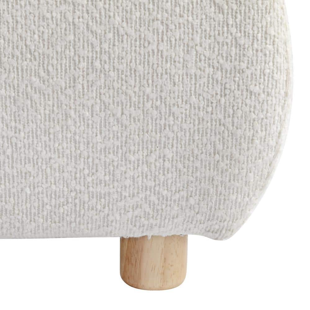 Linden White Boucle Fabric Upholstered Wood Frame King Size Platform Bed with Removable Pillow Headboard