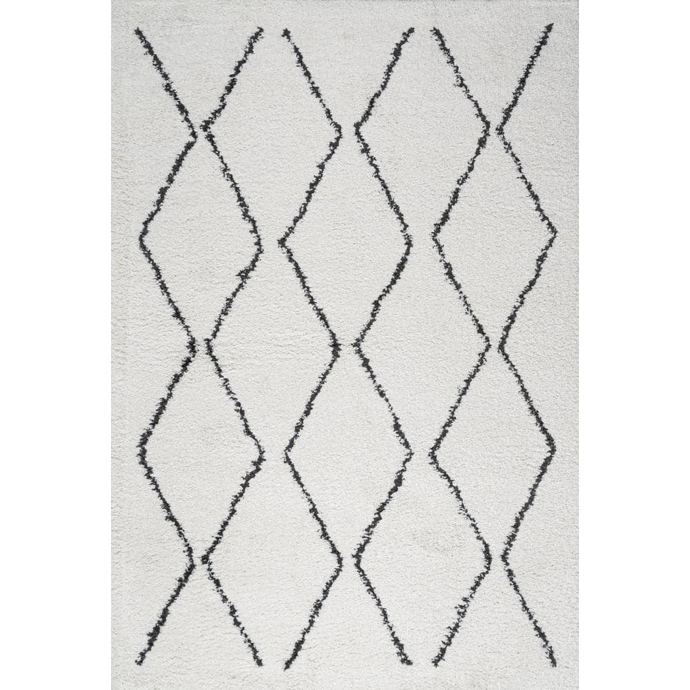 Moroccan Diamond Shag White/Gray 8 Ft. X 10 Ft. Area Rug