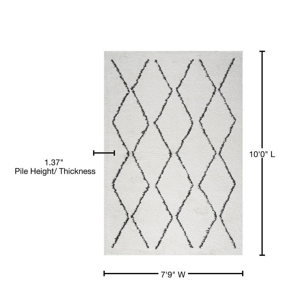 Moroccan Diamond Shag White/Gray 8 Ft. X 10 Ft. Area Rug