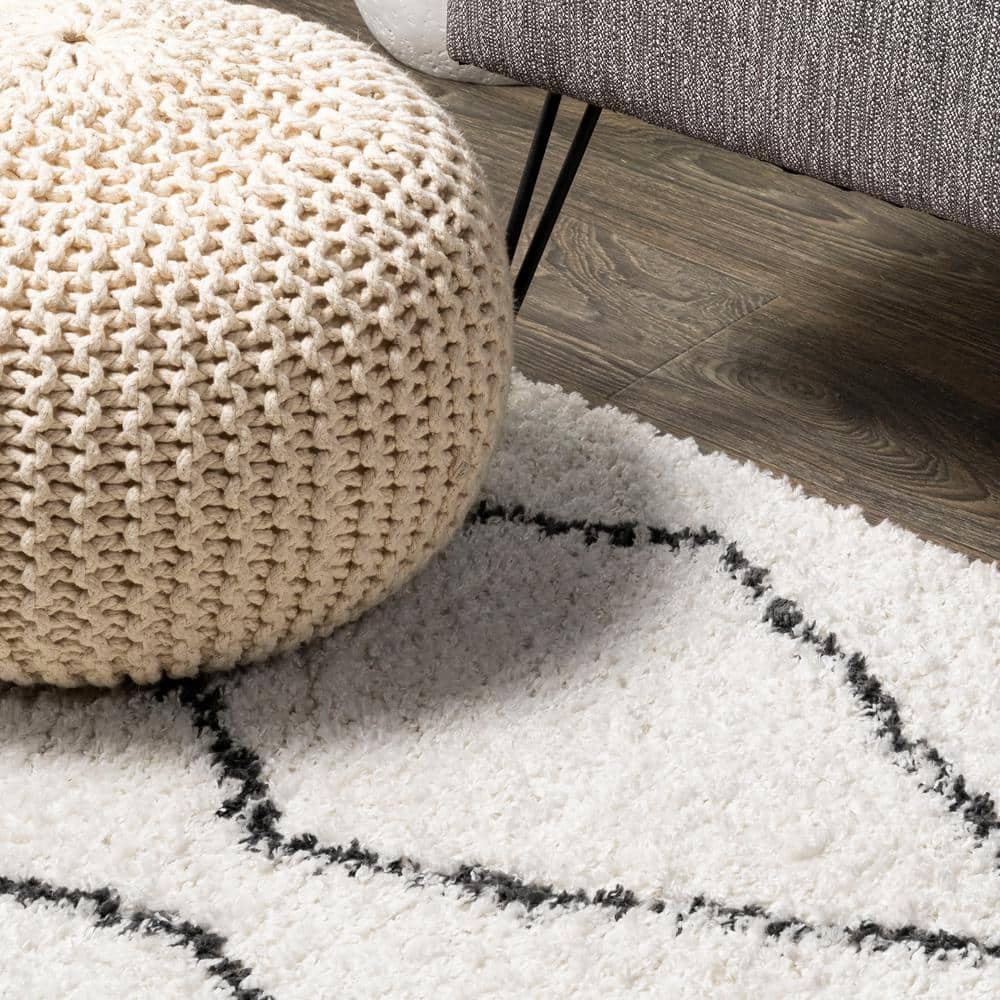 Moroccan Diamond Shag White/Gray 8 Ft. X 10 Ft. Area Rug