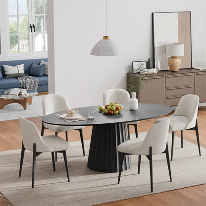 67" Oval Dining Table Pedestal Kitchen Table for 6