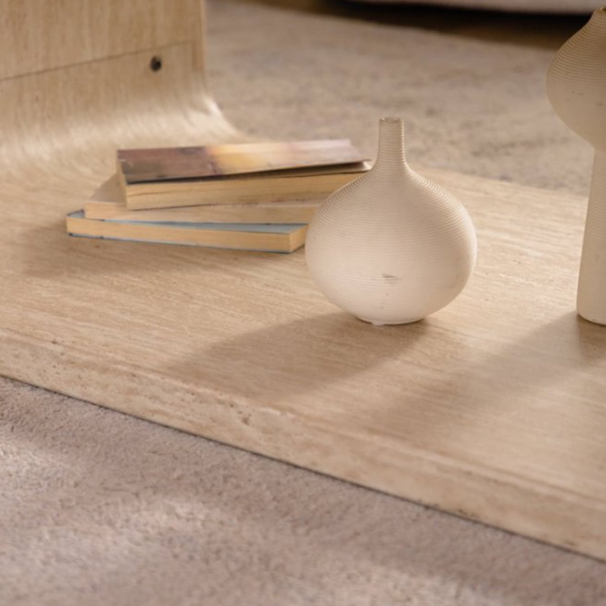 Elegant Curved Light Wood Coffee Table with Open Storage for Contemporary Living Rooms