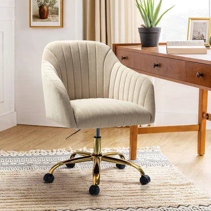 Adan Modern Velvet Task Chair with Wood Frame and Back